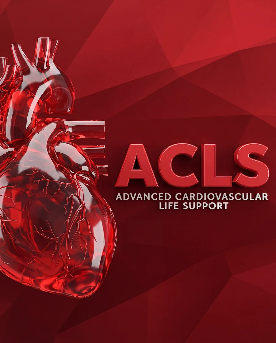 Course artwork for Advanced Cardiovascular Life Support training, showing an illustrated human heart